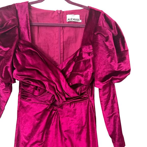 ALÉMAIS‎ Rosario Puff Sleeve Midi Dress Fuschia Pink Sz AUS 14 (US 10) - Picture 6 of 8